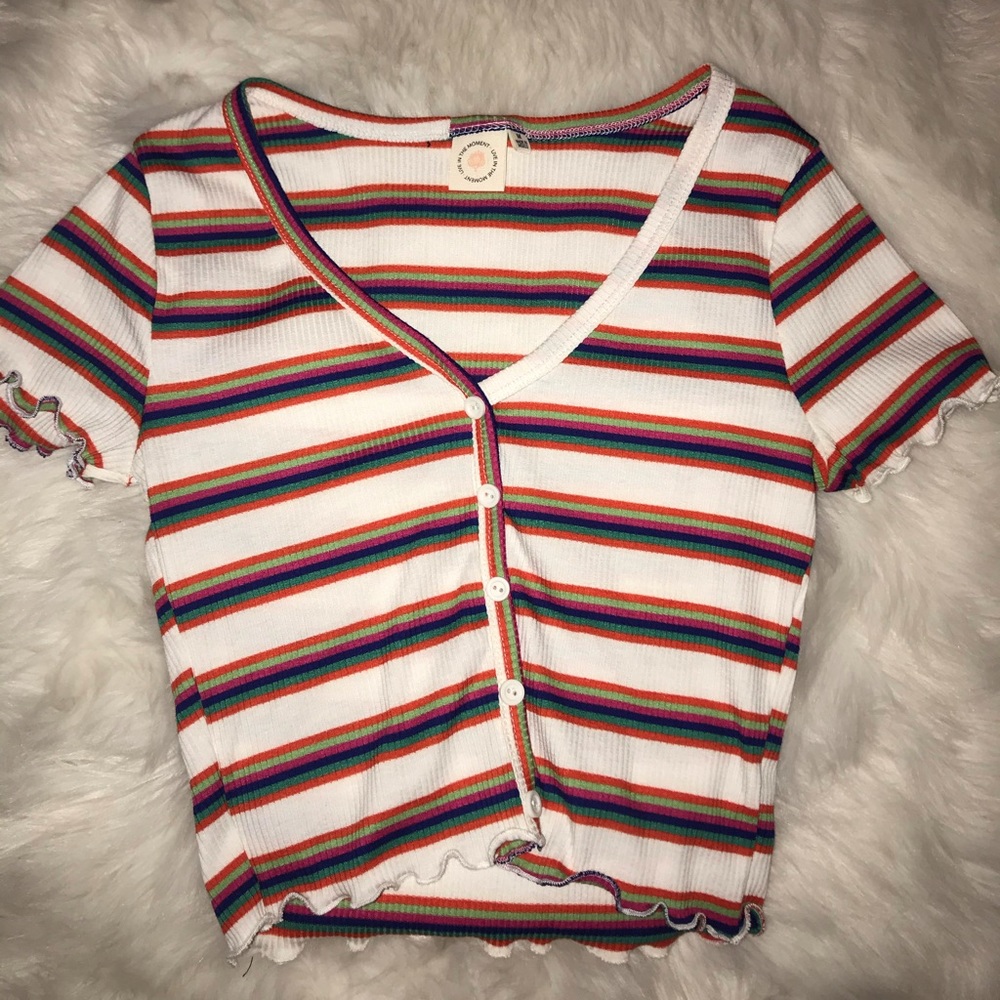 Rainbow striped crop top